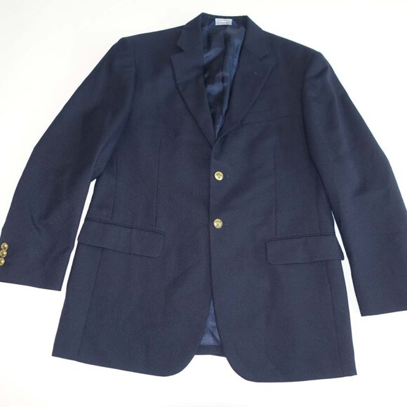 Stafford Men's 2 Button Blazer Jacket Size 38 Regular Navy Blue Wool Blend 38R - Picture 1 of 9